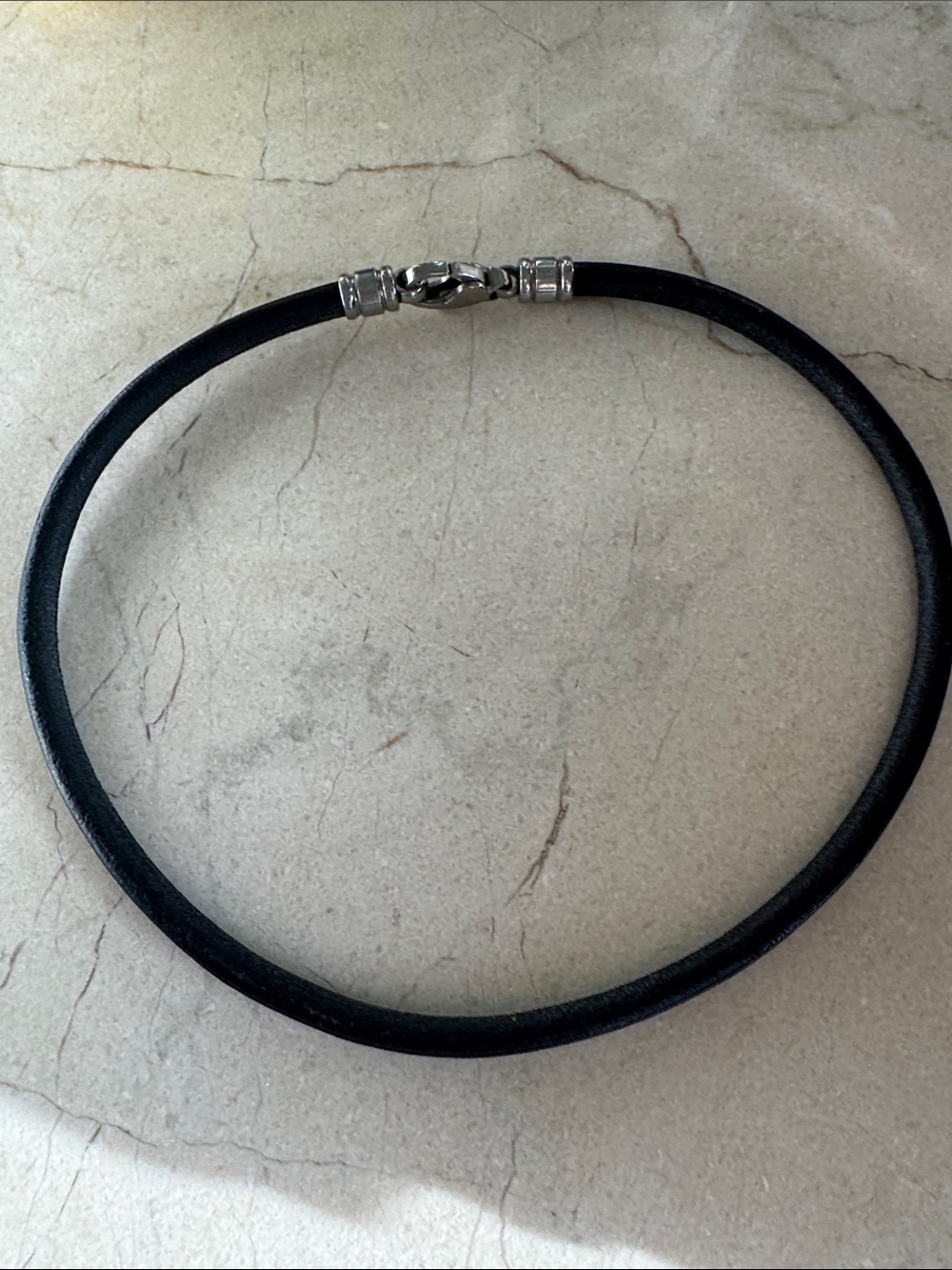 Bvlgari Black Leather Cord Necklace with Silver Clasp